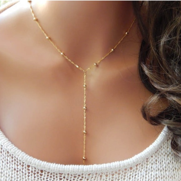 Jewelry - Gold Beaded Lariat Necklace